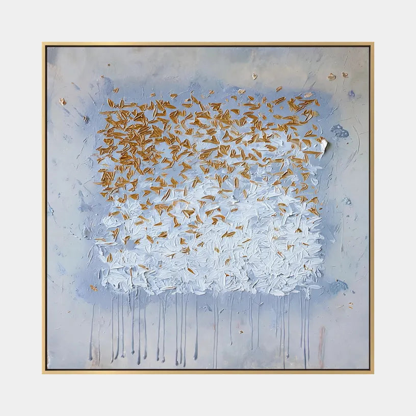 Wabi-Sabi abstract oil painting showing layered abstract marks, texture and expressive painterly movement in a grey palette.