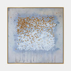 Wabi-Sabi abstract oil painting showing layered abstract marks, texture and expressive painterly movement in a grey palette.