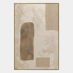 Wabi-Sabi abstract oil painting showing layered abstract marks, texture and expressive painterly movement in a beige palette.