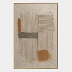 Wabi-Sabi abstract oil painting showing layered abstract marks, texture and expressive painterly movement in a brown palette.
