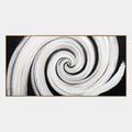 Peinture à l'huile abstraite et conceptuelle Wabi-Sabi présentant des marques abstraites superposées, une texture et un mouvement pictural expressif dans une palette noir et blanc.