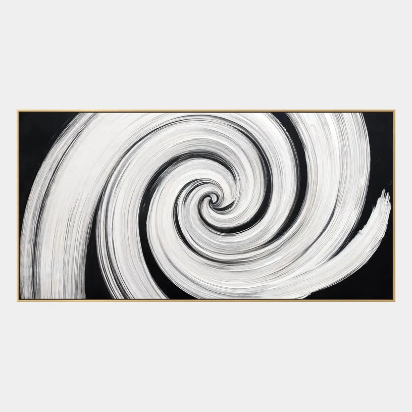 Wabi-Sabi abstract oil painting showing layered abstract marks, texture and expressive painterly movement in a black and white palette.
