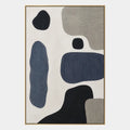 Pittura a olio astratta e concettuale Wabi-Sabi con segni astratti stratificati, consistenza e movimento pittorico espressivo.
