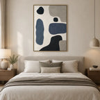 Wabi-Sabi abstract oil painting showing layered abstract marks, texture and expressive painterly movement.