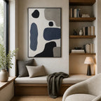 Wabi-Sabi abstract oil painting showing layered abstract marks, texture and expressive painterly movement.