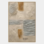Wabi-Sabi abstract oil painting showing layered abstract marks, texture and expressive painterly movement in a brown palette.