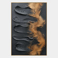 Pintura al óleo abstracta y conceptual Wabi-Sabi que presenta marcas abstractas en capas, textura y movimiento pictórico expresivo en una paleta gris.