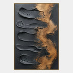 Wabi-Sabi abstract oil painting showing layered abstract marks, texture and expressive painterly movement in a blue palette.