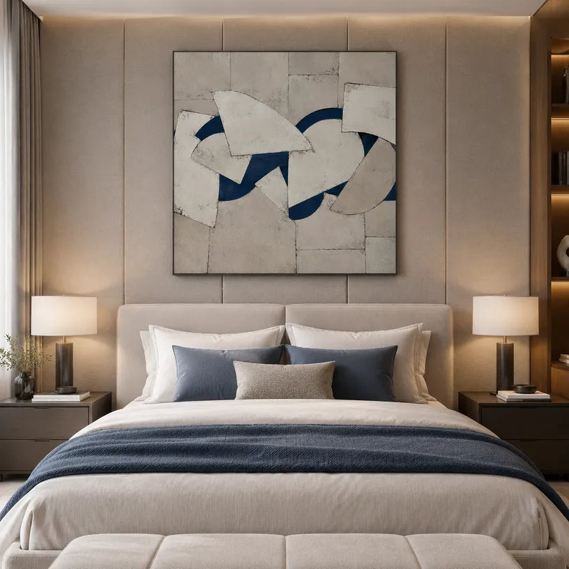 Wabi-Sabi abstract oil painting showing layered abstract marks, texture and expressive painterly movement in a brown palette.