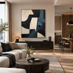 Wabi-Sabi abstract oil painting showing layered abstract marks, texture and expressive painterly movement in a black palette.