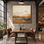 Wabi-Sabi abstract oil painting showing layered abstract marks, texture and expressive painterly movement in a beige palette.