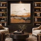 Wabi-Sabi abstract oil painting showing layered abstract marks, texture and expressive painterly movement in a beige palette.