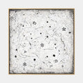 Peinture à l'huile abstraite et conceptuelle Wabi-Sabi présentant des marques abstraites superposées, une texture et un mouvement pictural expressif dans une palette noir et blanc.