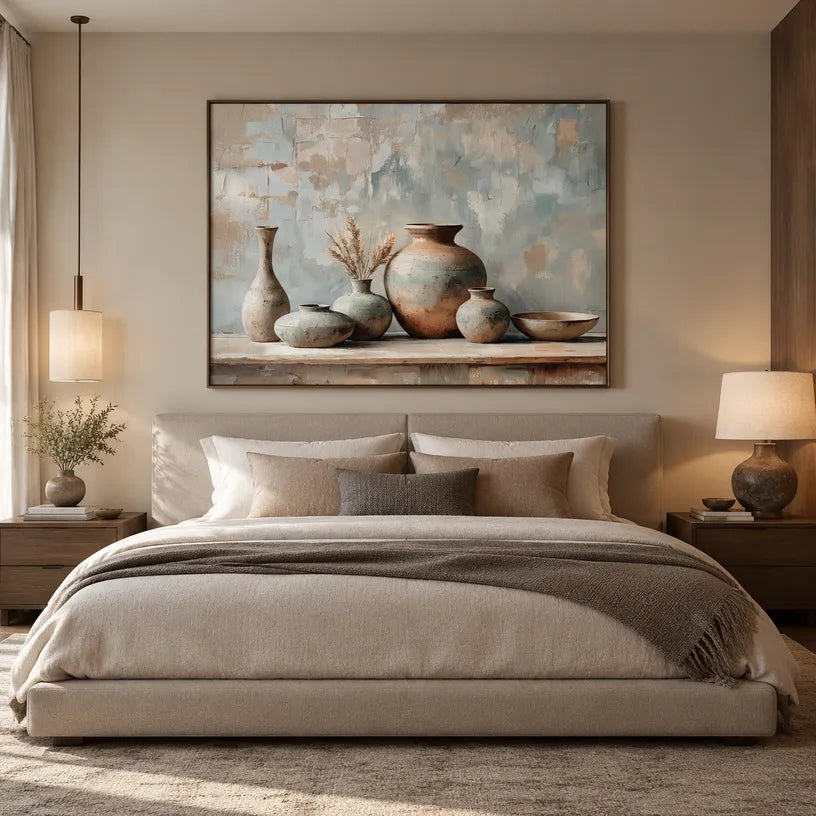 Wabi-Sabi abstract oil painting showing layered abstract marks, texture and expressive painterly movement in a grey palette.