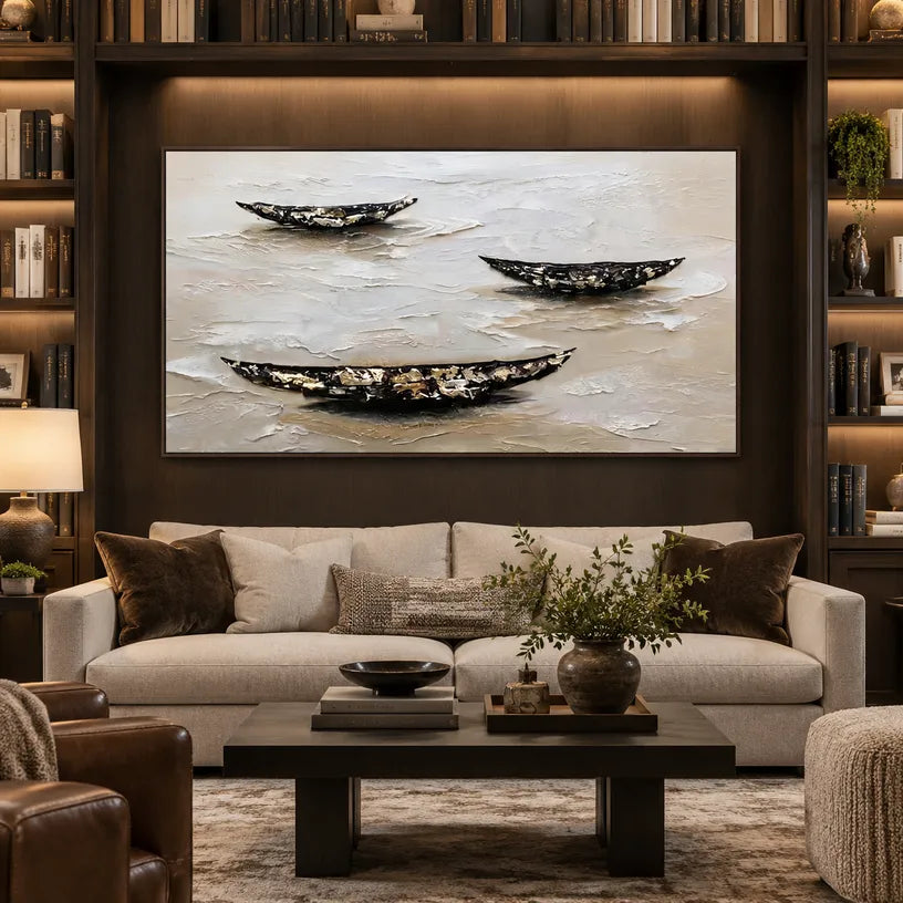 Wabi-Sabi abstract oil painting showing layered abstract marks, texture and expressive painterly movement in a brown palette.