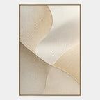 Wabi-Sabi abstract oil painting showing layered abstract marks, texture and expressive painterly movement in a beige palette.