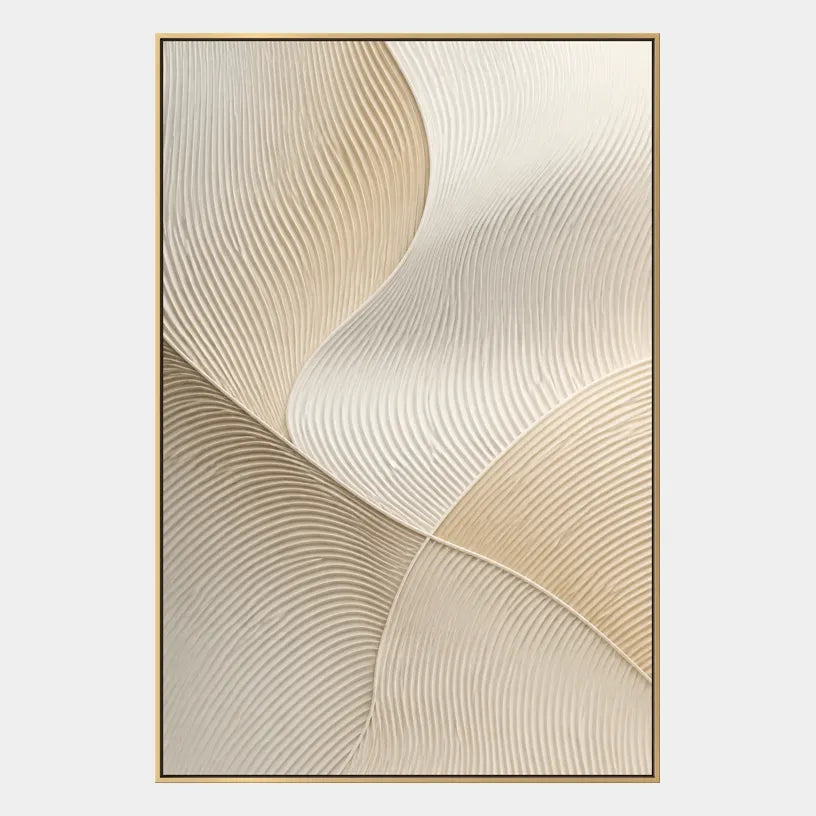 Wabi-Sabi abstract oil painting showing layered abstract marks, texture and expressive painterly movement in a beige palette.