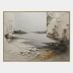 Wabi-Sabi abstract oil painting showing layered abstract marks, texture and expressive painterly movement in a brown palette.