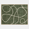 Peinture à l'huile abstraite et conceptuelle Wabi-Sabi présentant des marques abstraites superposées, une texture et un mouvement pictural expressif dans une palette verte.