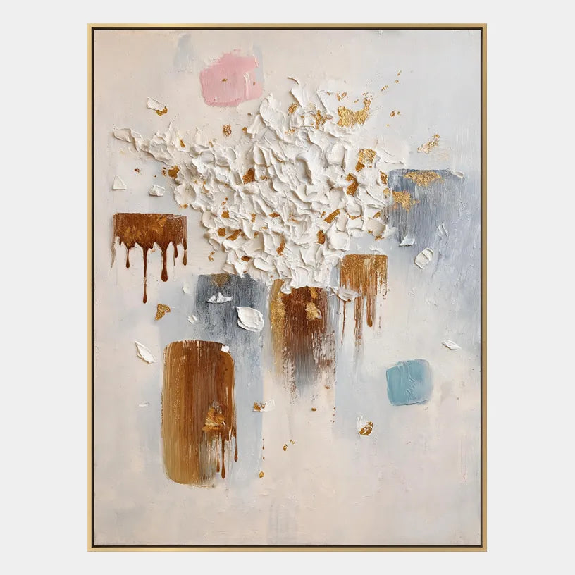 Wabi-Sabi abstract oil painting showing layered abstract marks, texture and expressive painterly movement.