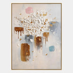 Wabi-Sabi abstract oil painting showing layered abstract marks, texture and expressive painterly movement.