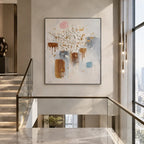 Wabi-Sabi abstract oil painting showing layered abstract marks, texture and expressive painterly movement.