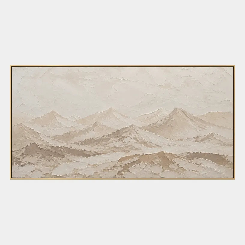 Wabi-Sabi abstract oil painting showing layered abstract marks, texture and expressive painterly movement in a beige palette.