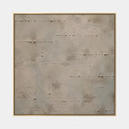 Wabi-Sabi abstract oil painting showing layered abstract marks, texture and expressive painterly movement in a brown palette.