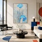 Wabi-Sabi abstract oil painting showing layered abstract marks, texture and expressive painterly movement in a grey palette.