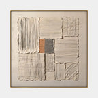 Wabi-Sabi abstract oil painting showing layered abstract marks, texture and expressive painterly movement in a brown palette.