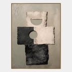 Wabi-Sabi abstract oil painting showing layered abstract marks, texture and expressive painterly movement in a brown palette.