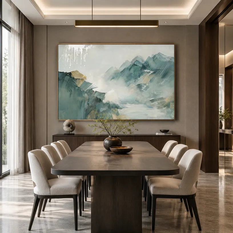 Wabi-Sabi abstract oil painting showing layered abstract marks, texture and expressive painterly movement.