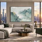 Wabi-Sabi abstract oil painting showing layered abstract marks, texture and expressive painterly movement.