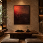Wabi-Sabi abstract oil painting showing layered abstract marks, texture and expressive painterly movement in a black palette.