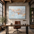 Wabi-Sabi abstract oil painting showing layered abstract marks, texture and expressive painterly movement in a grey palette.