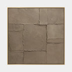 Wabi-Sabi abstract oil painting showing layered abstract marks, texture and expressive painterly movement in a brown palette.