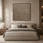 Wabi-Sabi abstract oil painting showing layered abstract marks, texture and expressive painterly movement in a brown palette.