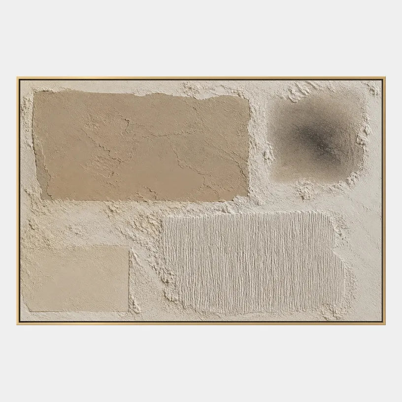 Wabi-Sabi abstract oil painting showing layered abstract marks, texture and expressive painterly movement in a brown palette.
