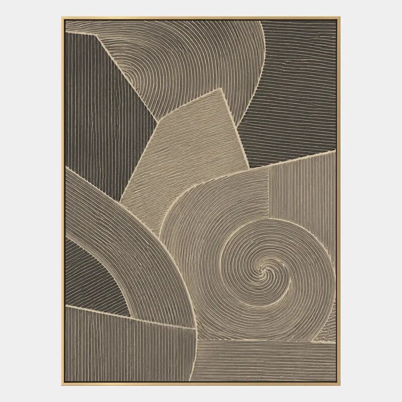 Wabi-Sabi abstract oil painting showing layered abstract marks, texture and expressive painterly movement in a brown palette.