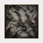 Wabi-Sabi abstract oil painting showing layered abstract marks, texture and expressive painterly movement in a brown palette.