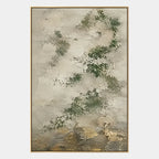 Wabi-Sabi abstract oil painting showing layered abstract marks, texture and expressive painterly movement in a yellow palette.