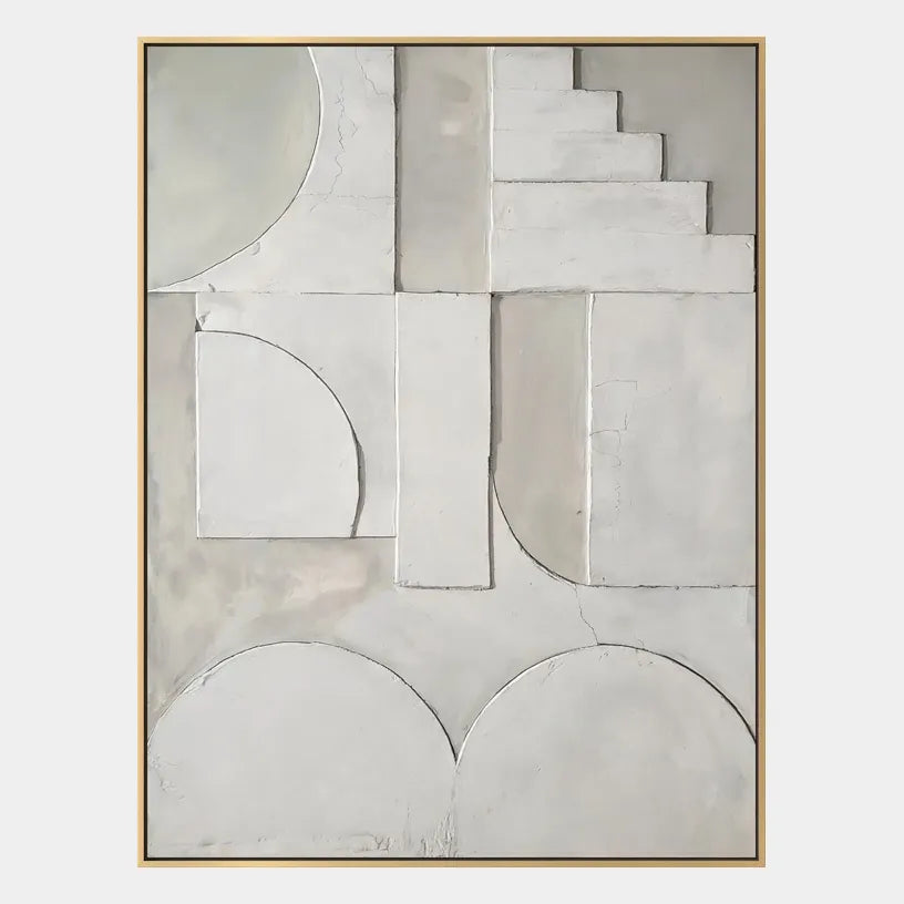 Wabi-Sabi abstract oil painting showing layered abstract marks, texture and expressive painterly movement in a grey palette.