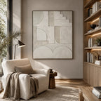 Wabi-Sabi abstract oil painting showing layered abstract marks, texture and expressive painterly movement in a grey palette.