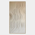 Peinture à l'huile abstraite et conceptuelle Wabi-Sabi présentant des marques abstraites superposées, une texture et un mouvement pictural expressif dans une palette beige.