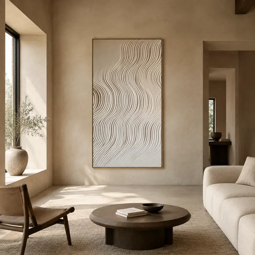 Wabi-Sabi abstract oil painting showing layered abstract marks, texture and expressive painterly movement in a grey palette.