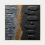 Wabi-Sabi abstract oil painting showing layered abstract marks, texture and expressive painterly movement in a black palette.