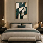 Wabi-Sabi abstract oil painting showing layered abstract marks, texture and expressive painterly movement in a beige palette.
