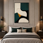 Wabi-Sabi abstract oil painting showing layered abstract marks, texture and expressive painterly movement in a beige palette.