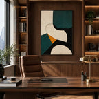Wabi-Sabi abstract oil painting showing layered abstract marks, texture and expressive painterly movement in a beige palette.