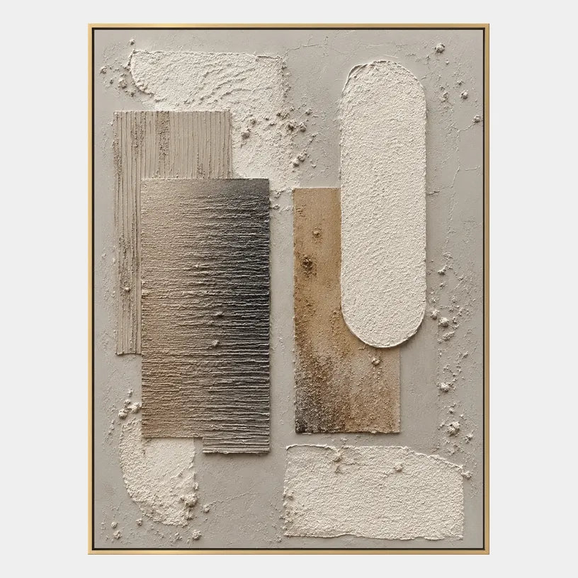 Wabi-Sabi abstract oil painting showing layered abstract marks, texture and expressive painterly movement in a brown palette.